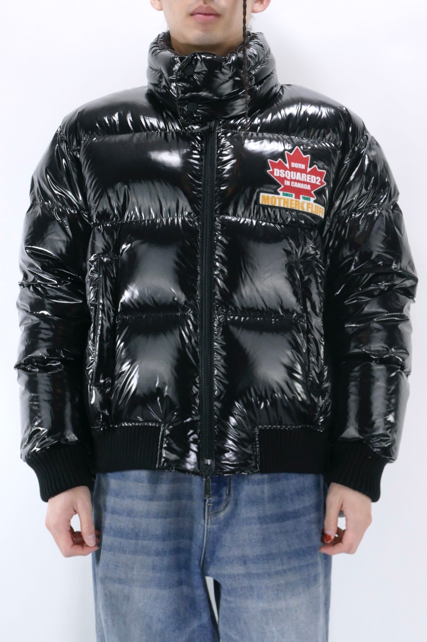 Dsquared2 Mens Down Bomber Glossy Puff Kaban - Black - Due West