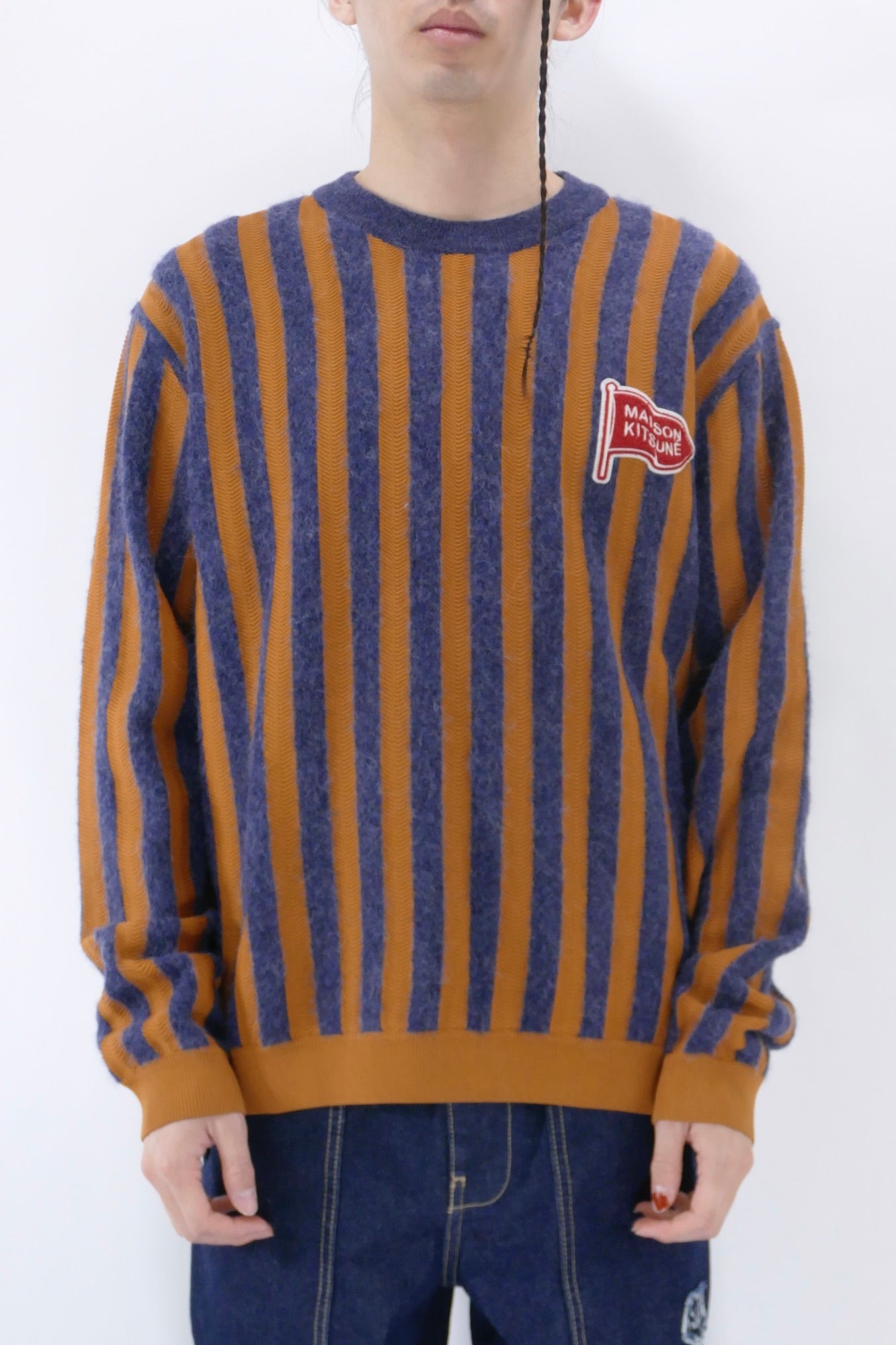 Maison Kitsuné Striped Comfort Sweater - Blue/Yellow - Due West
