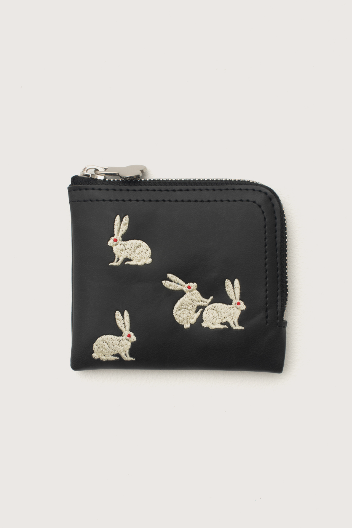 Rabbits and Deer Small Zipper outlet Wallet Black