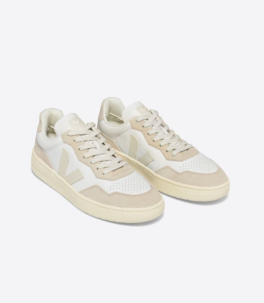 Veja  Mens V-90 O.T. Leather Sneakers - White/Cream