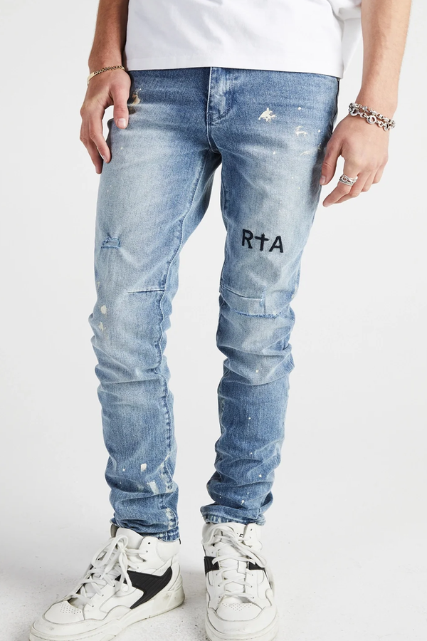 RTA Clayton Distressed Skinny Jeans - Blue - Due West
