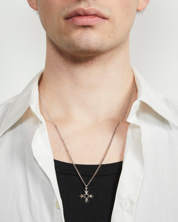 Emanuele Bicocchi Crest Black Crystal Necklace - Silver Emanuele Bicocchi Crest Black Crystal Necklace - Silver