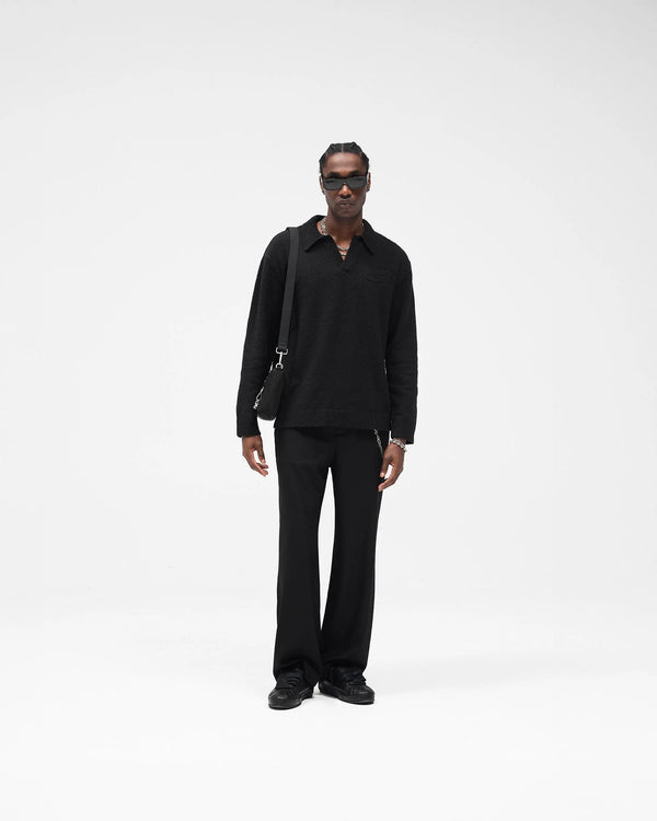 Represent Knitted Polo Top - Jet Black - Due West