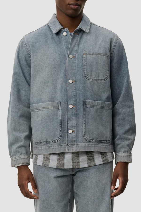 Les Deux Layton Washed Denim Jacket - Light Indigo - Due West