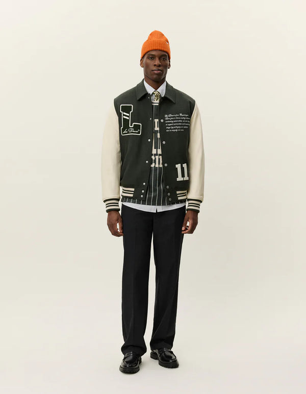 Les Deux Wool Varsity Jacket - Green - Due West