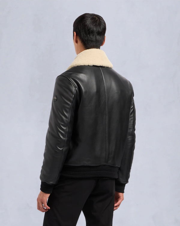 Moose Knuckles Mens Wind Jacket Toba Leather Bomber - Black - Due West