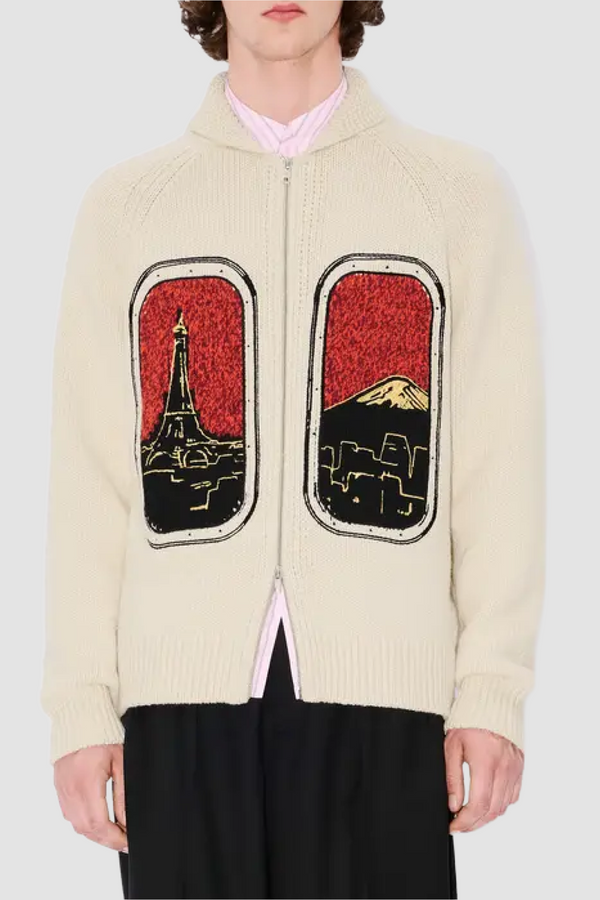 Kenzo City Embroidered Knit Cardigan - Off White - Due West