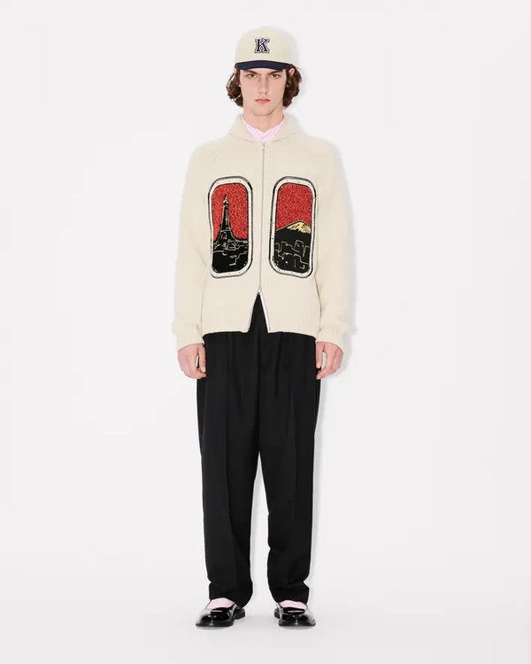 Kenzo City Embroidered Knit Cardigan - Off White - Due West