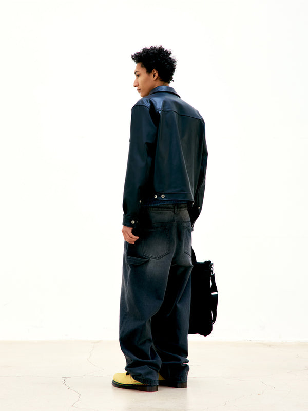 COOR Goat Skin Pocket Leather Jacket - Black - Due West