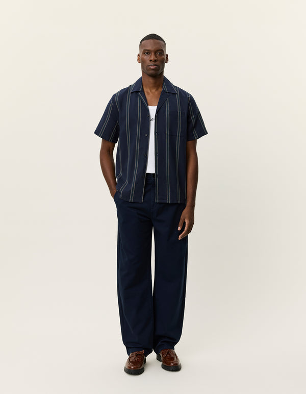 Les Deux Lawson Stripe Shirt - Dark Navy - Due West
