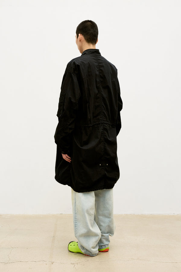 COOR Garment Dyed Fishtail Parka Jacket - Black - Due West