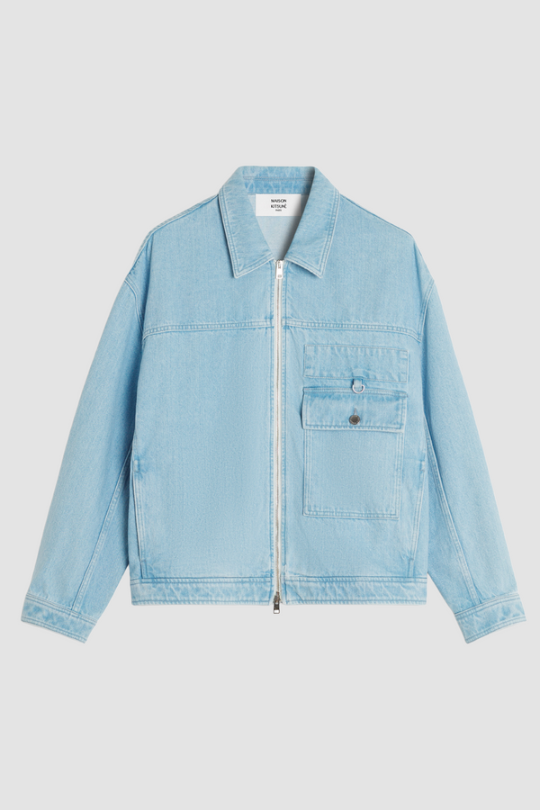 Maison Kitsuné Zipped Denim Jacket - Blue - Due West