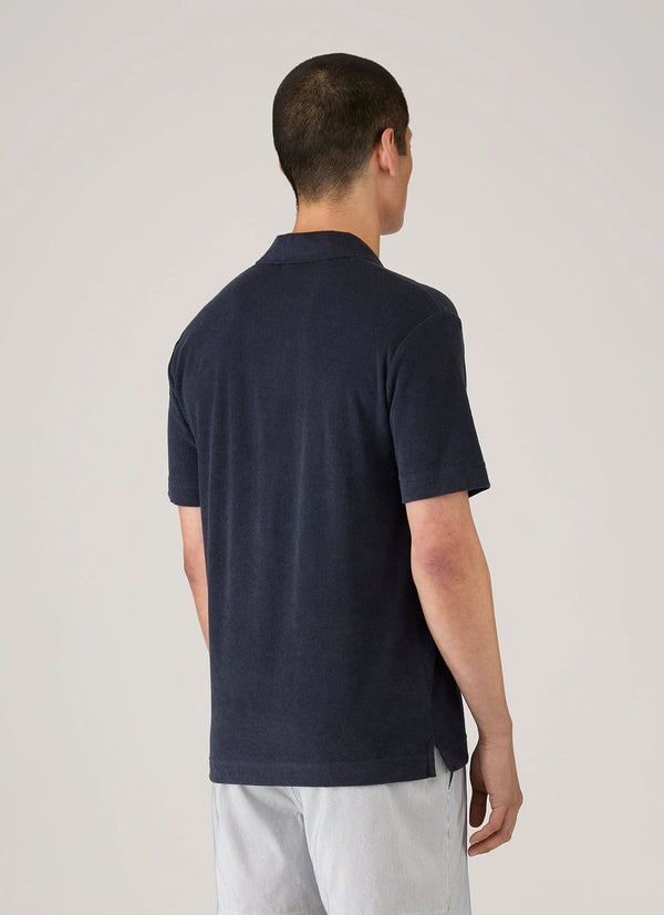 Sunspel Towelling Polo Shirt - Navy - Due West