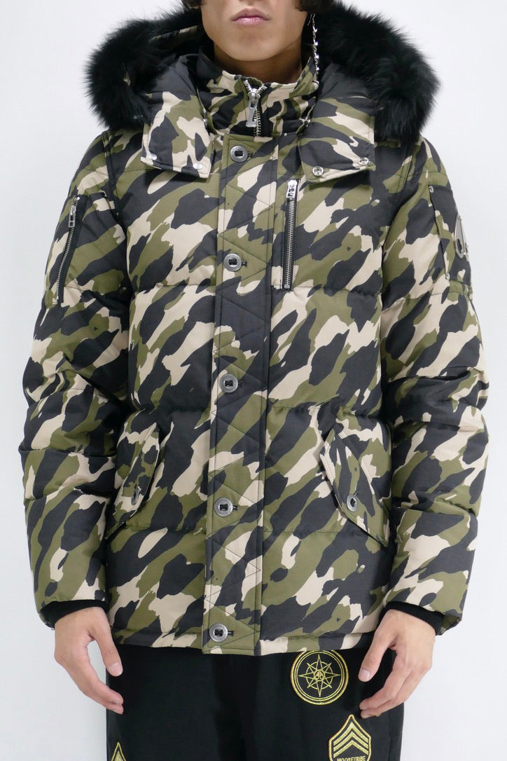 Mens Fur Trimmed Camouflage Parka Jacket