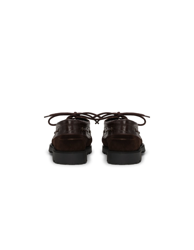 Les Deux Croco Mix Boat Shoes - Brown