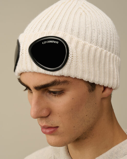 C.P. Company 122A Google Wool Beanie - Gauze White