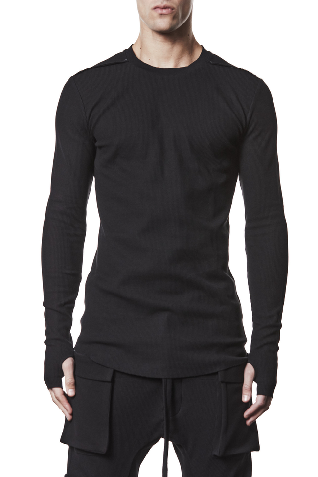 thom/krom M TS 889 Matmix L/S Slim Tee - Black
