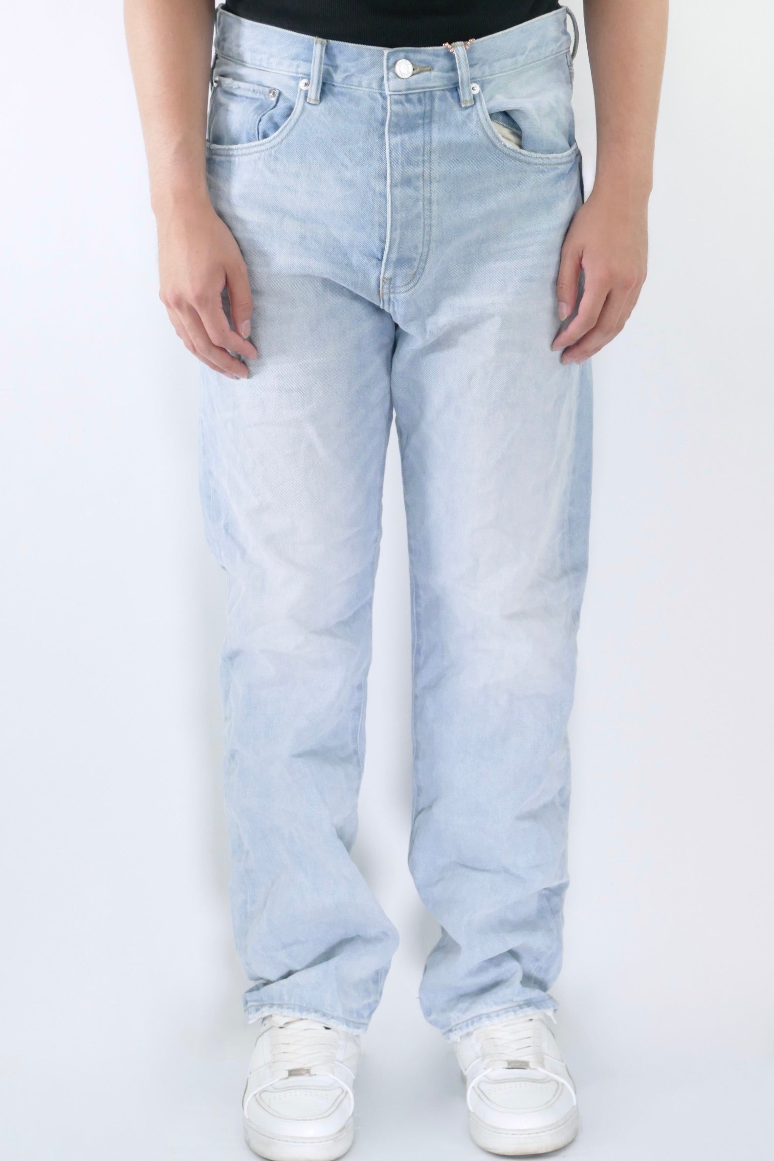 Faded Blue Monogram Patch Jeans - Ready to Wear