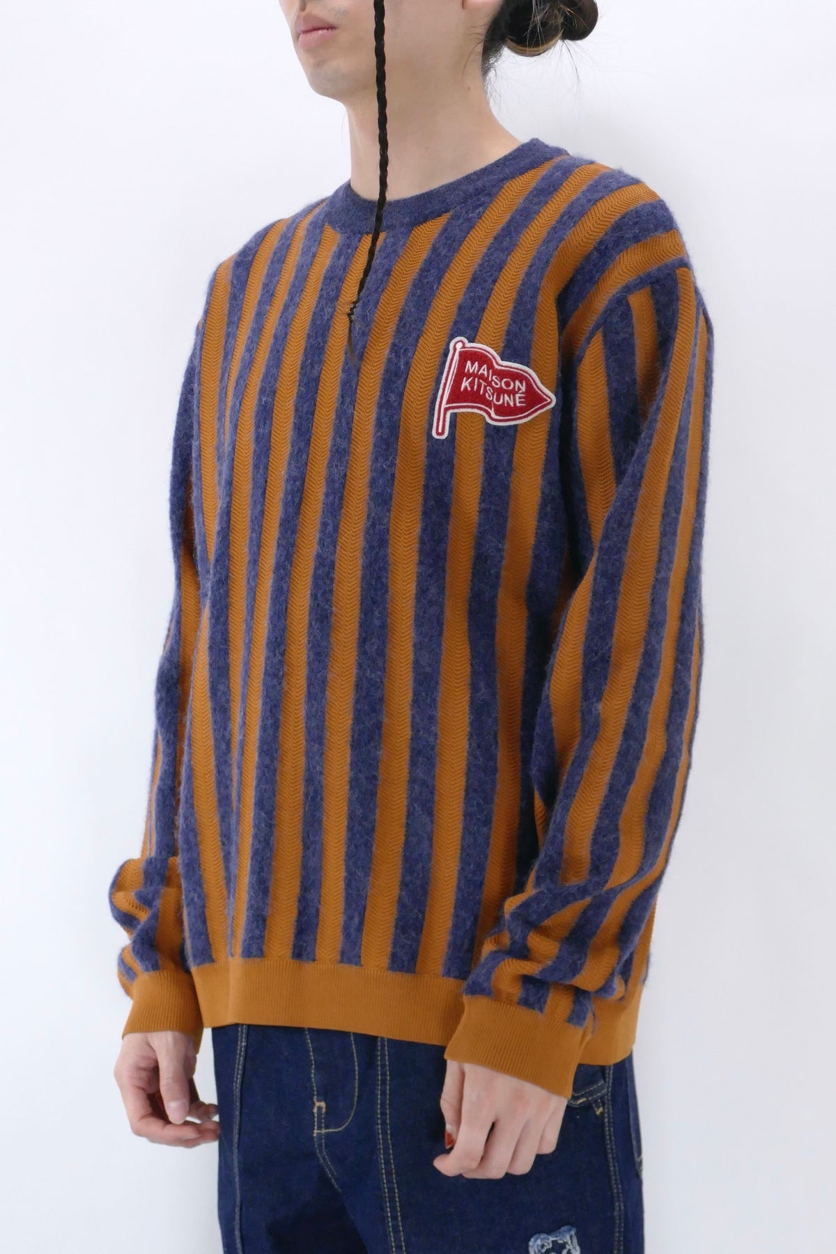 Maison Kitsuné Striped Comfort Sweater - Blue/Yellow