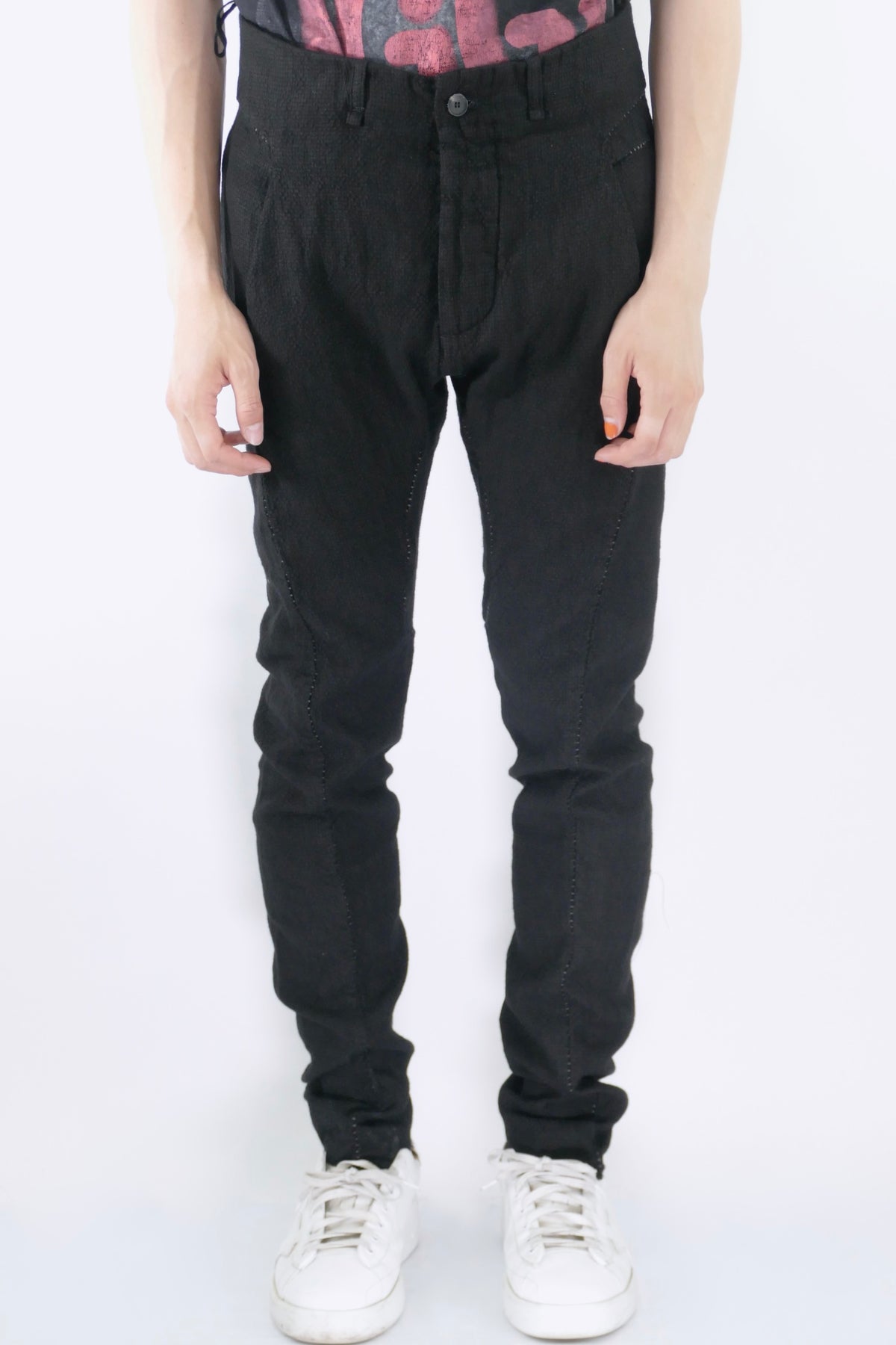 Masnada Slim Stitched Pants - Black