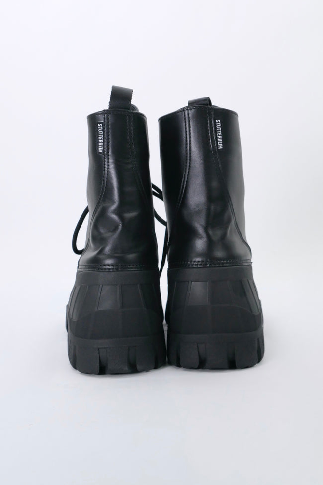 Stutterheim Leather Patrol Boot - Black