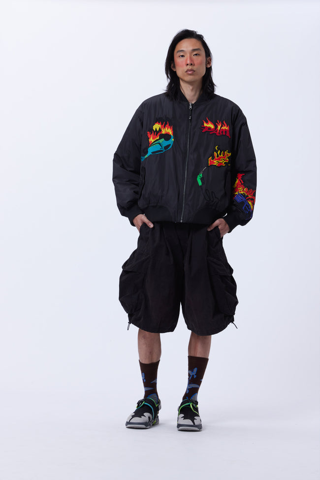 P.A.M. Engulfed Reversible Bomber Jacket - Black
