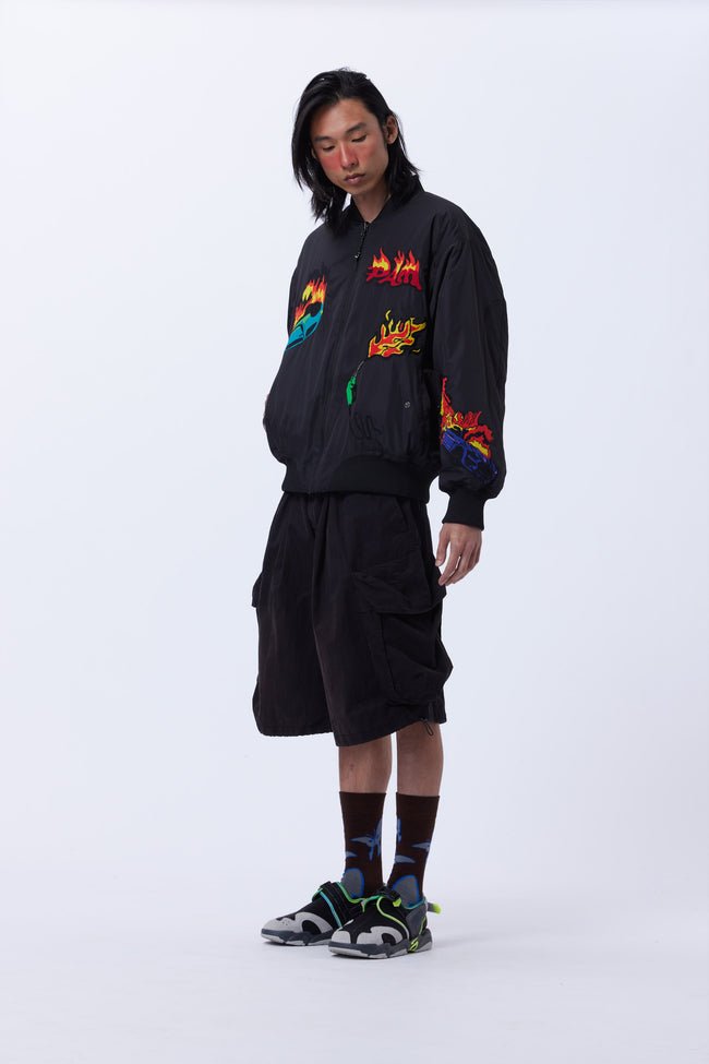 P.A.M. Engulfed Reversible Bomber Jacket - Black