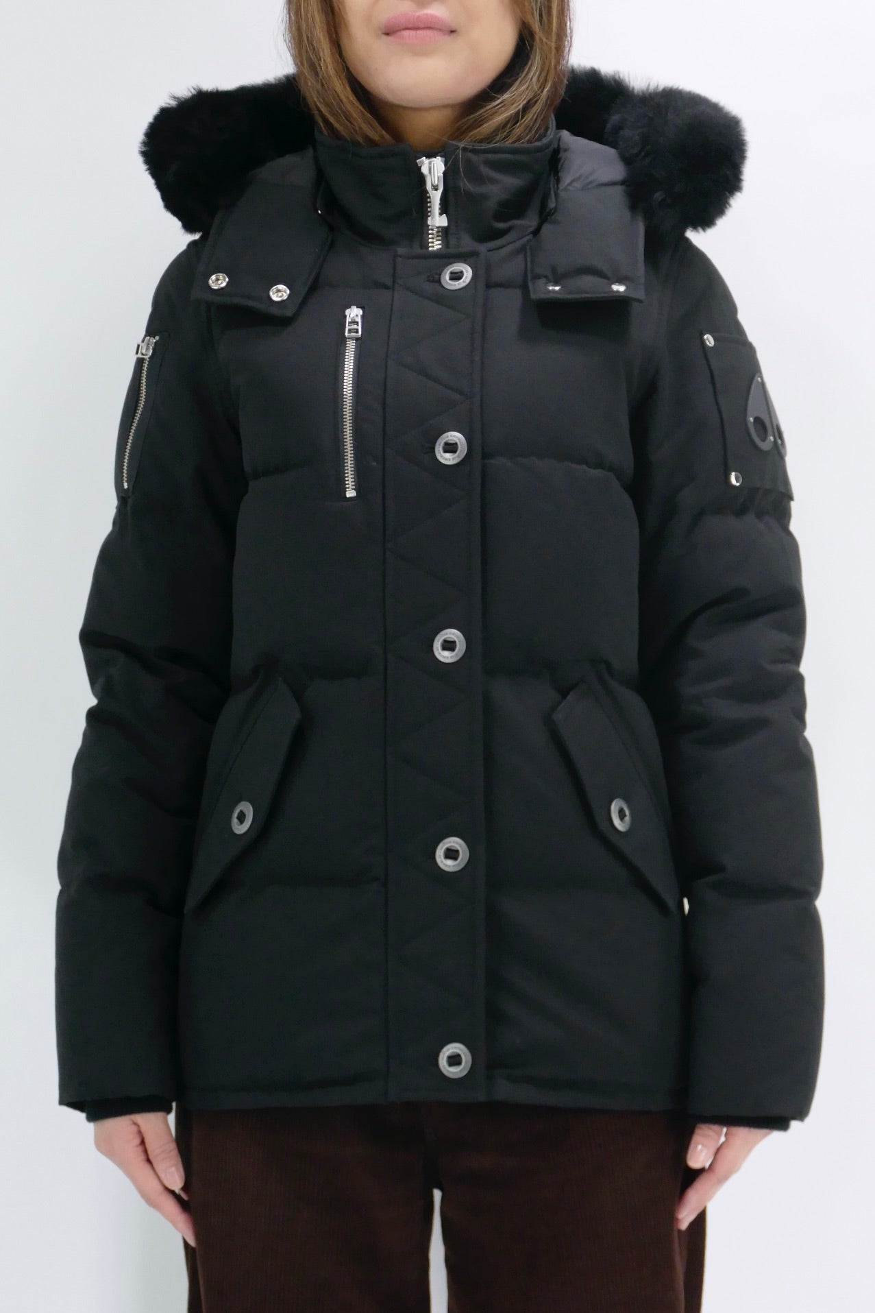 Moose Knuckles Womens Down Jacket 3Q Shearling - Black/Black - Due