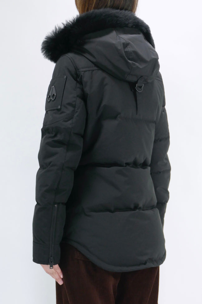 Moose Knuckles Womens Down *Parka Anguille Shearling  - Black/Black
