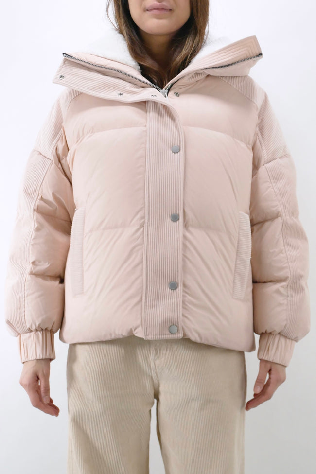 Moose Knuckles Womens Down Jacket Corduroy Elmira - Dusty Rose