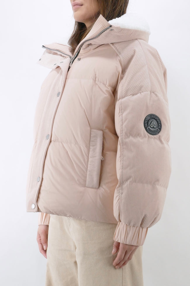 Moose Knuckles Womens Down Jacket Corduroy Elmira - Dusty Rose