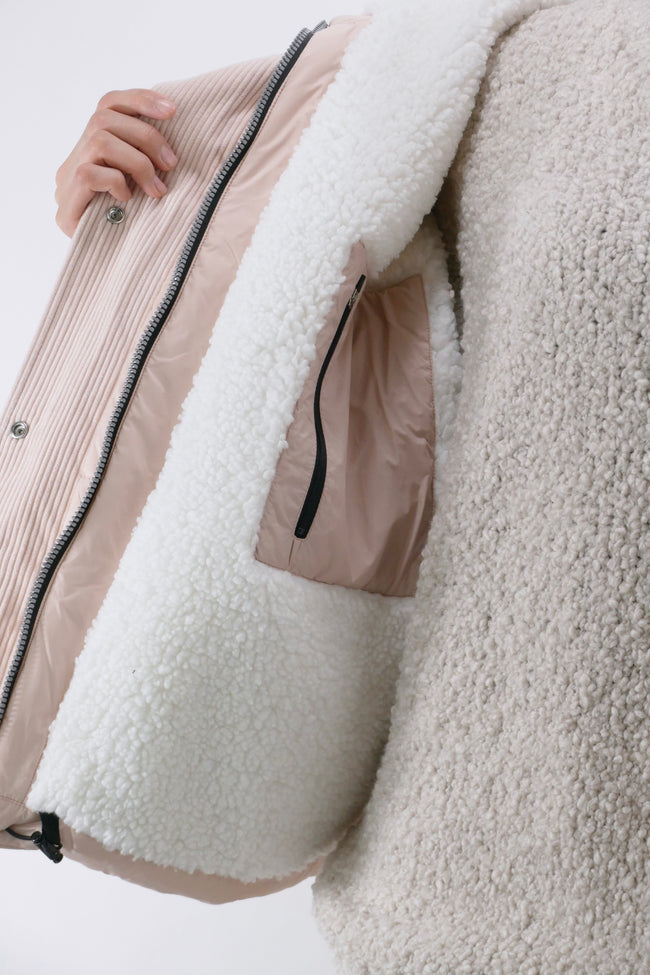 Moose Knuckles Womens Down Jacket Corduroy Elmira - Dusty Rose