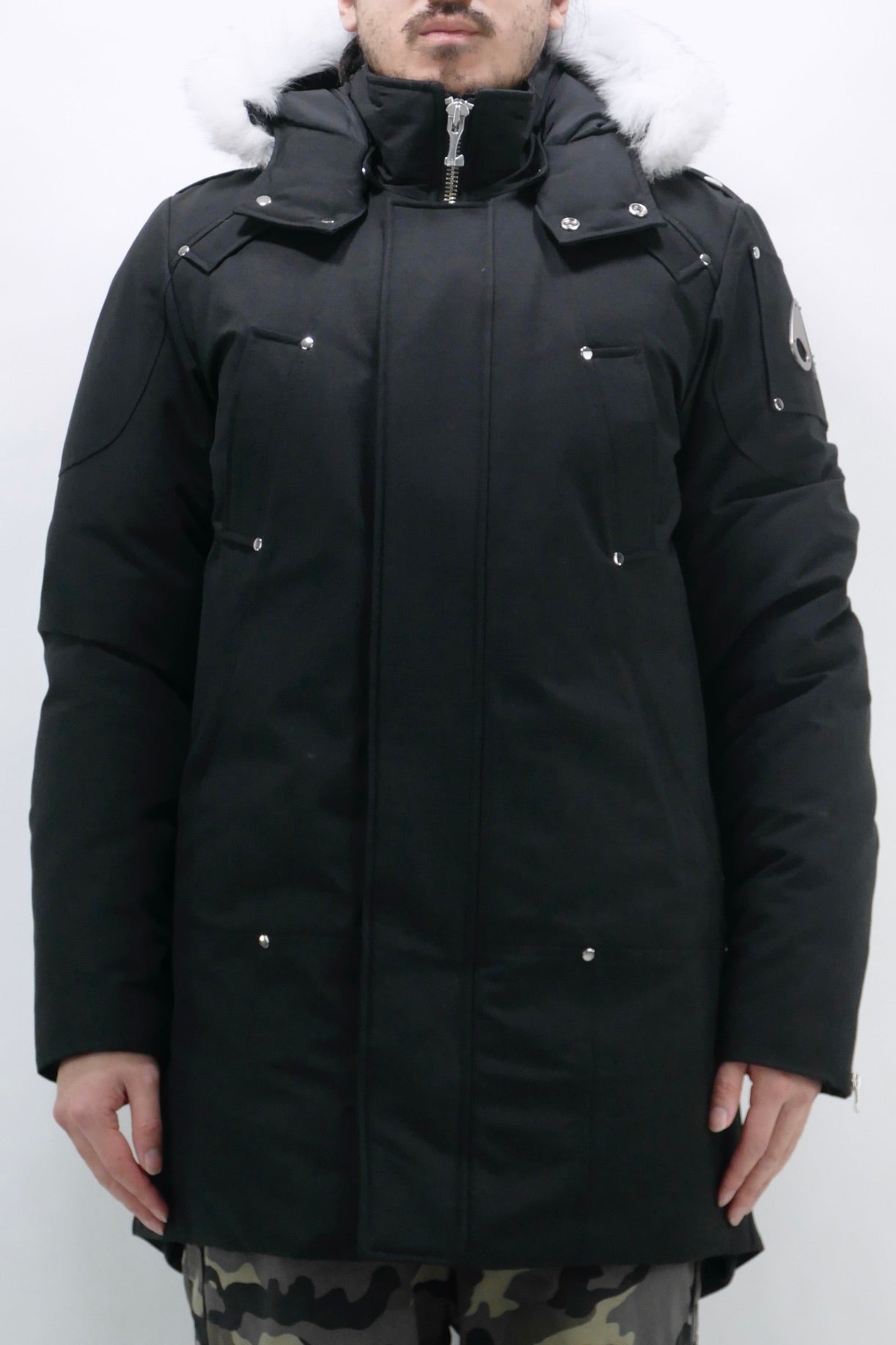 Moose Knuckles Mens Down *Parka Stirling Shearling - Black/Natural