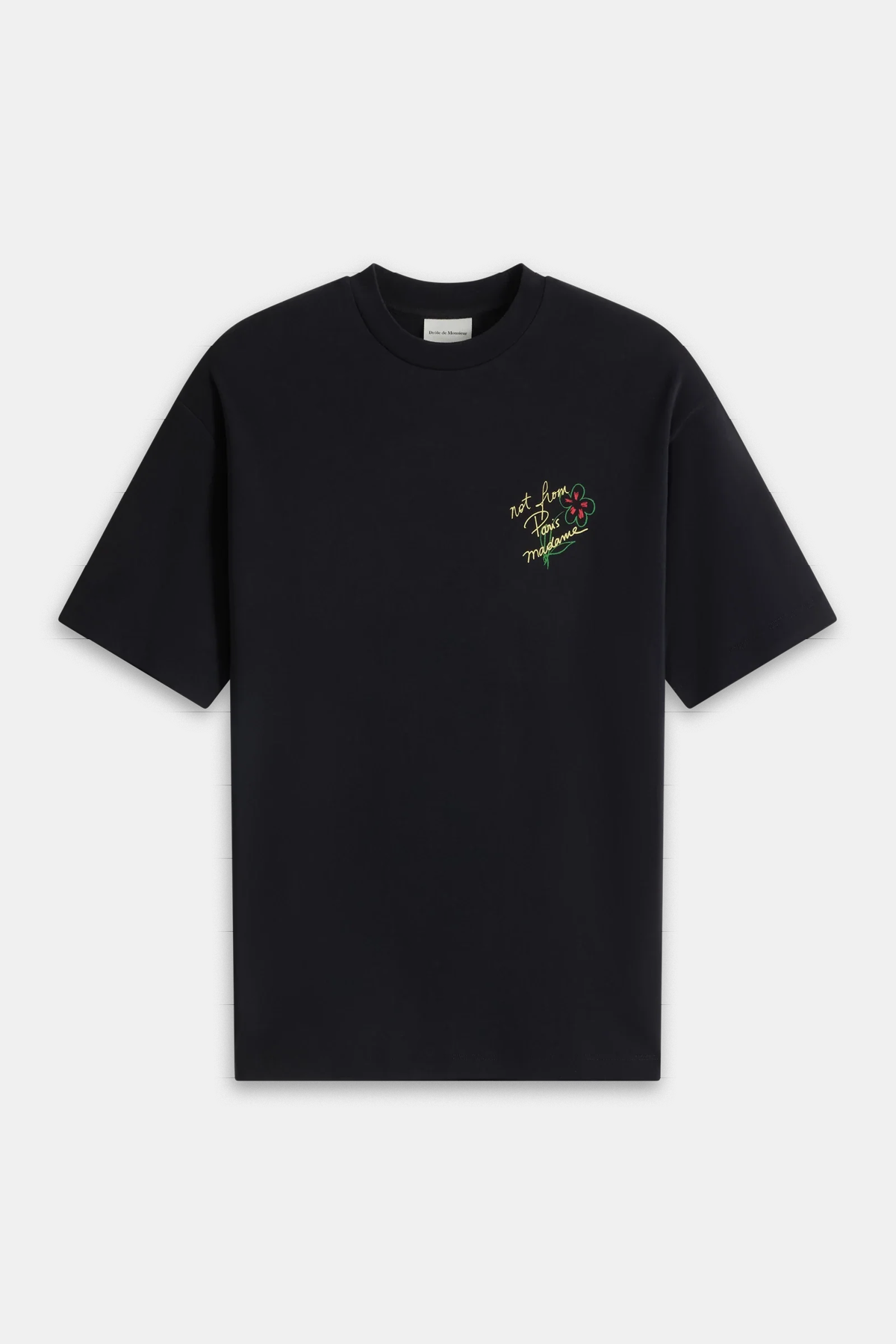 Drôle de Monsieur &#39;Le T-Shirt Slogan Esquisse&#39; Tee - Black