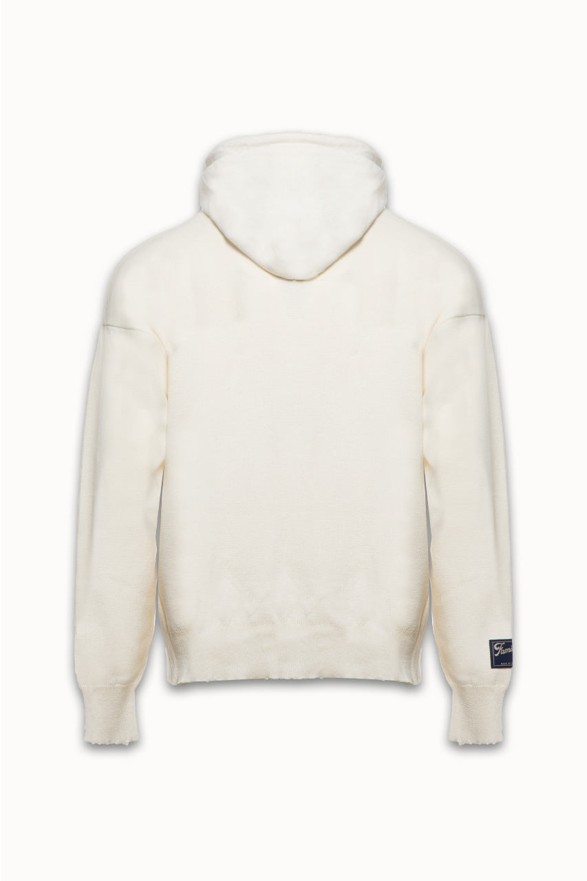 Family First Knitted Hoodie - White