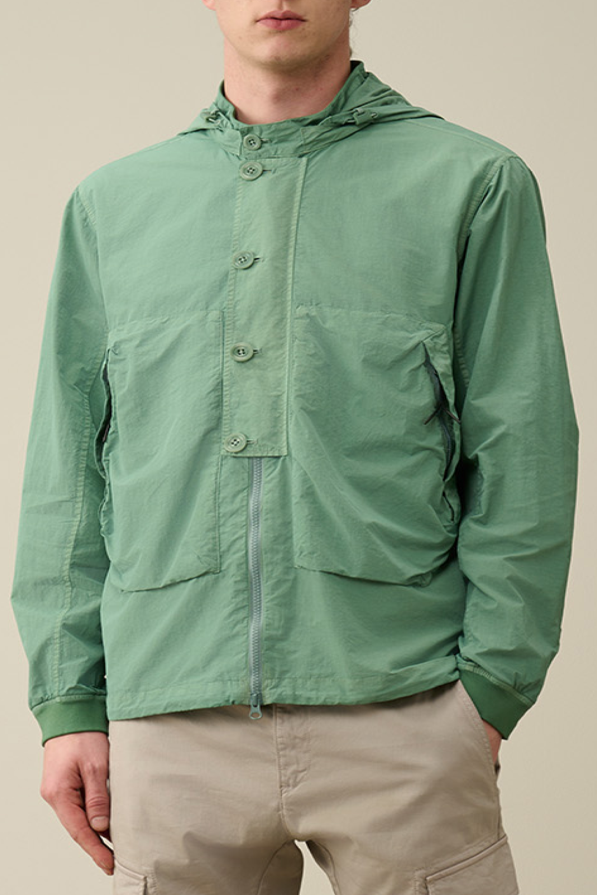 C.P. Company 018A Flatt Nylon Goggle Overshirt Jacket - Green