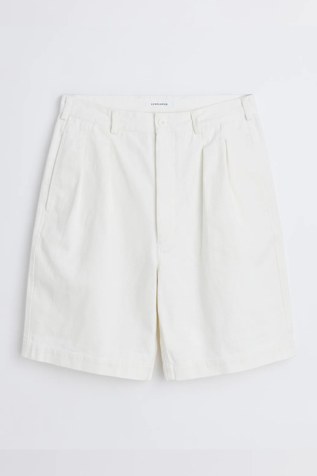 Sunflower Pleated Shorts - White
