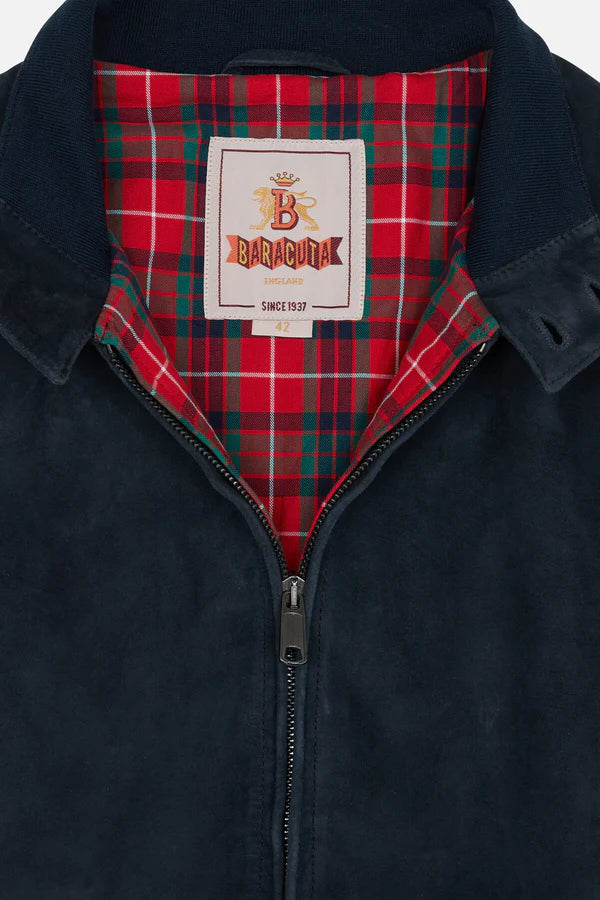Baracuta Mens Wind Jacket G9 Suede Navy Due West