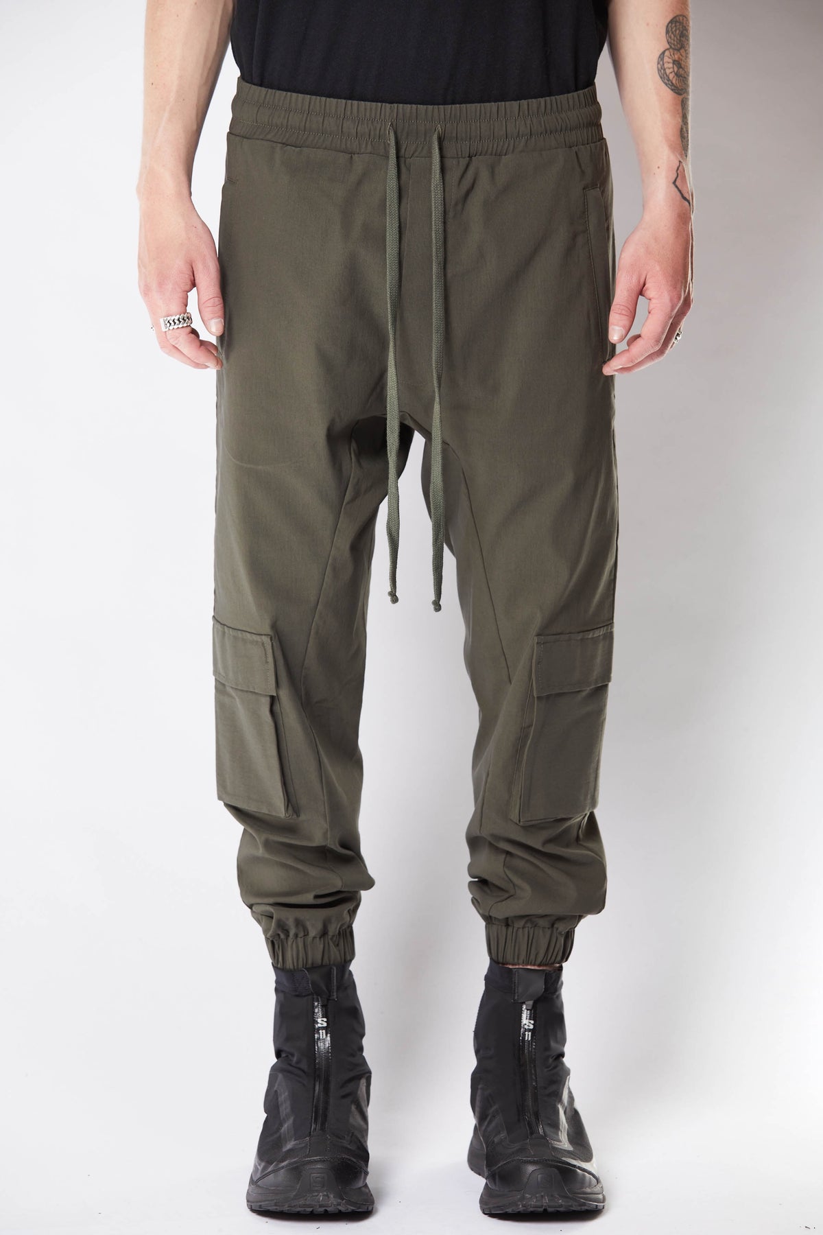 thom/krom M ST 436 Drop Crotch Cargo Pants - Green