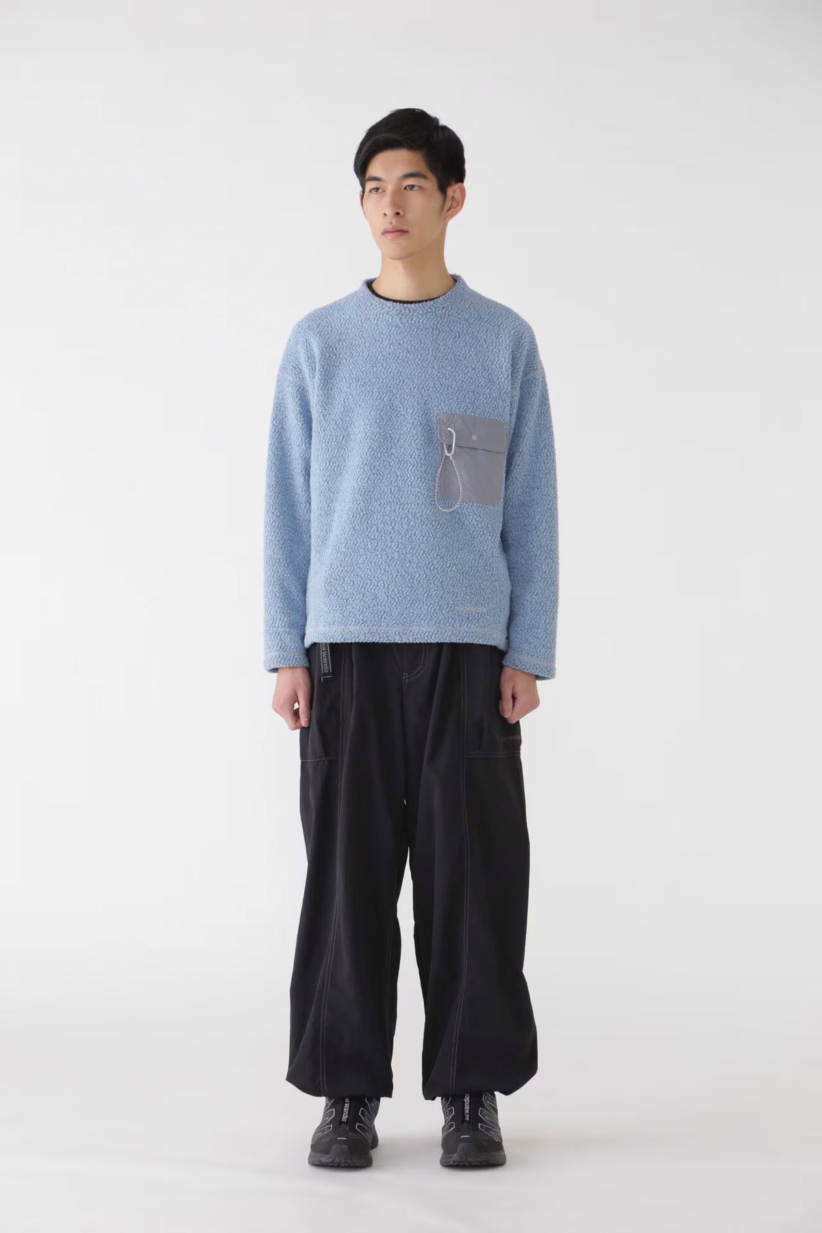 and Wander Re Wool JQ Crewneck Sweater - Blue