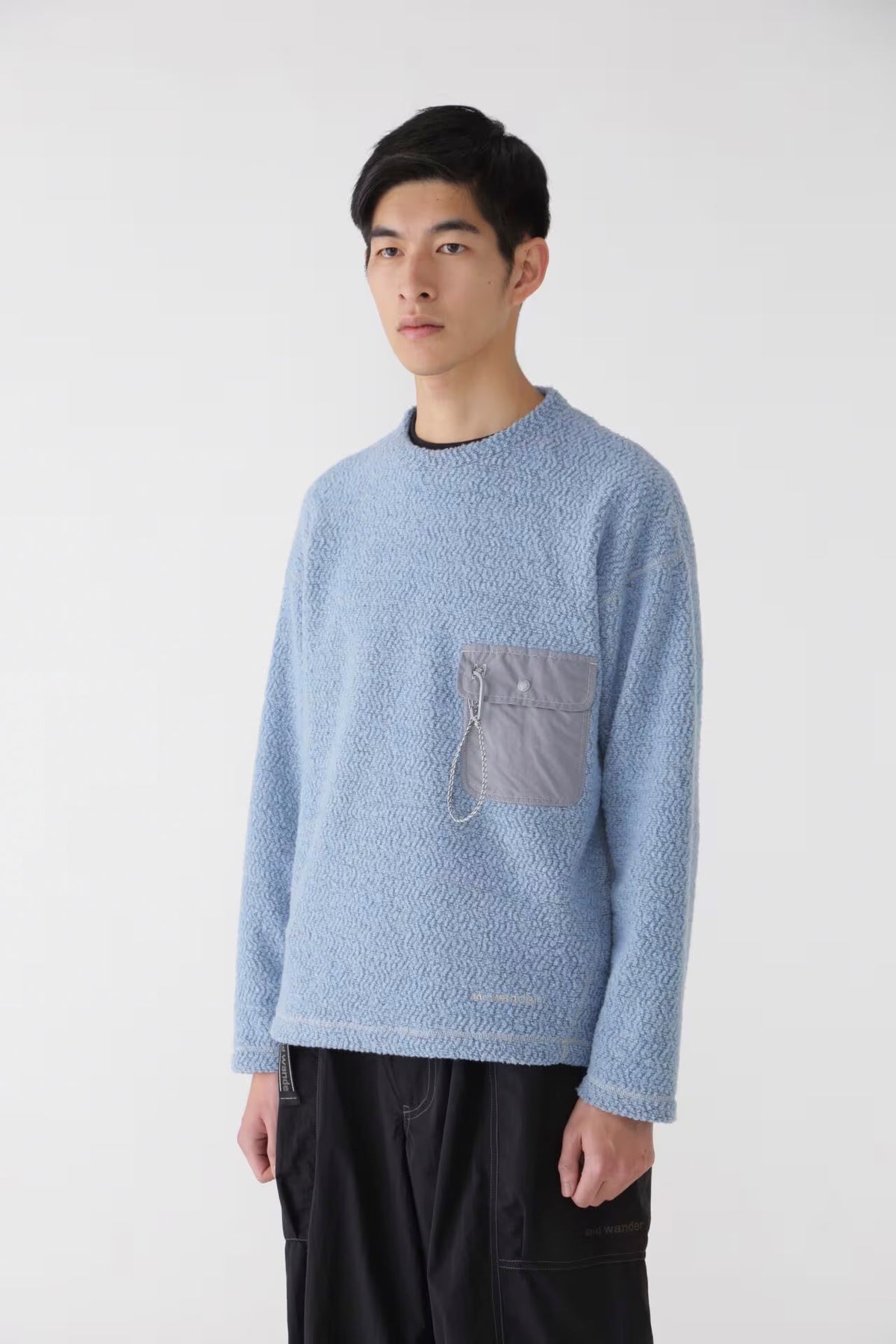 and Wander Re Wool JQ Crewneck Sweater - Blue