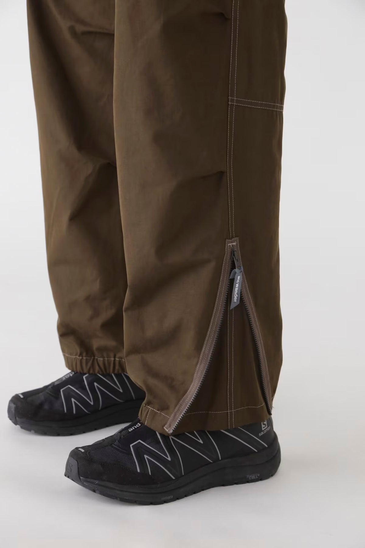 and Wander High Count Cloth Zip Hem Pants - Khaki