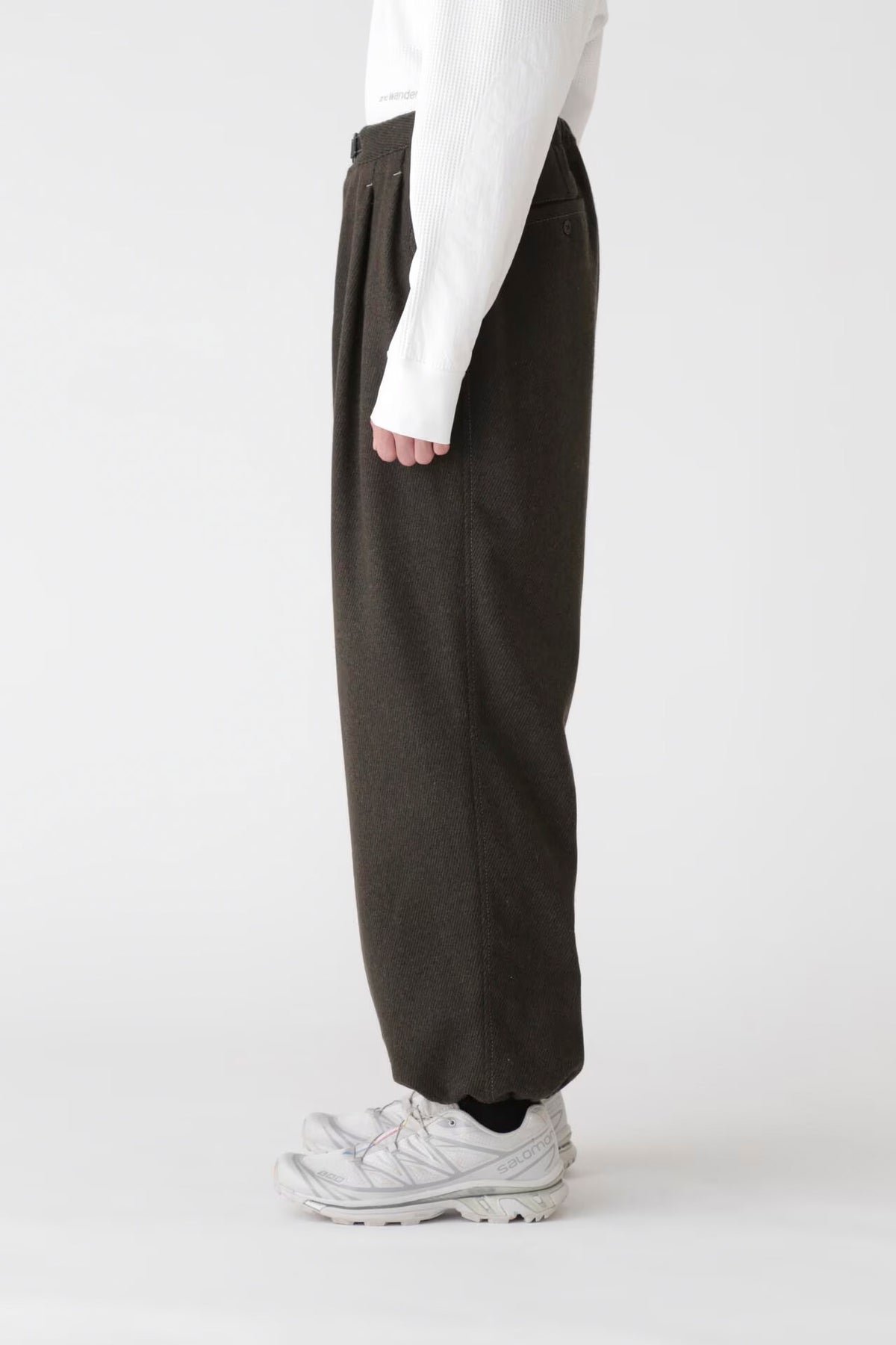 and Wander Rewool Tweed Wide Pants - Khaki