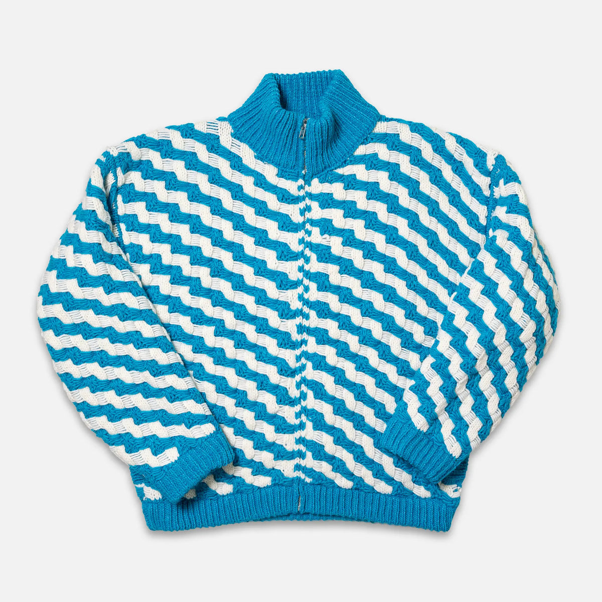 Bonsai Scale Knit Zip Jacket - Blue