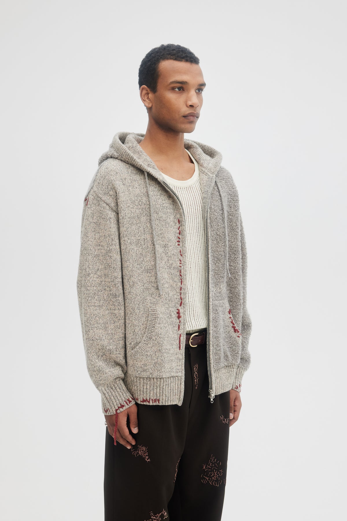 DOMREBEL Producer Knit Zip Hoodie - Grey