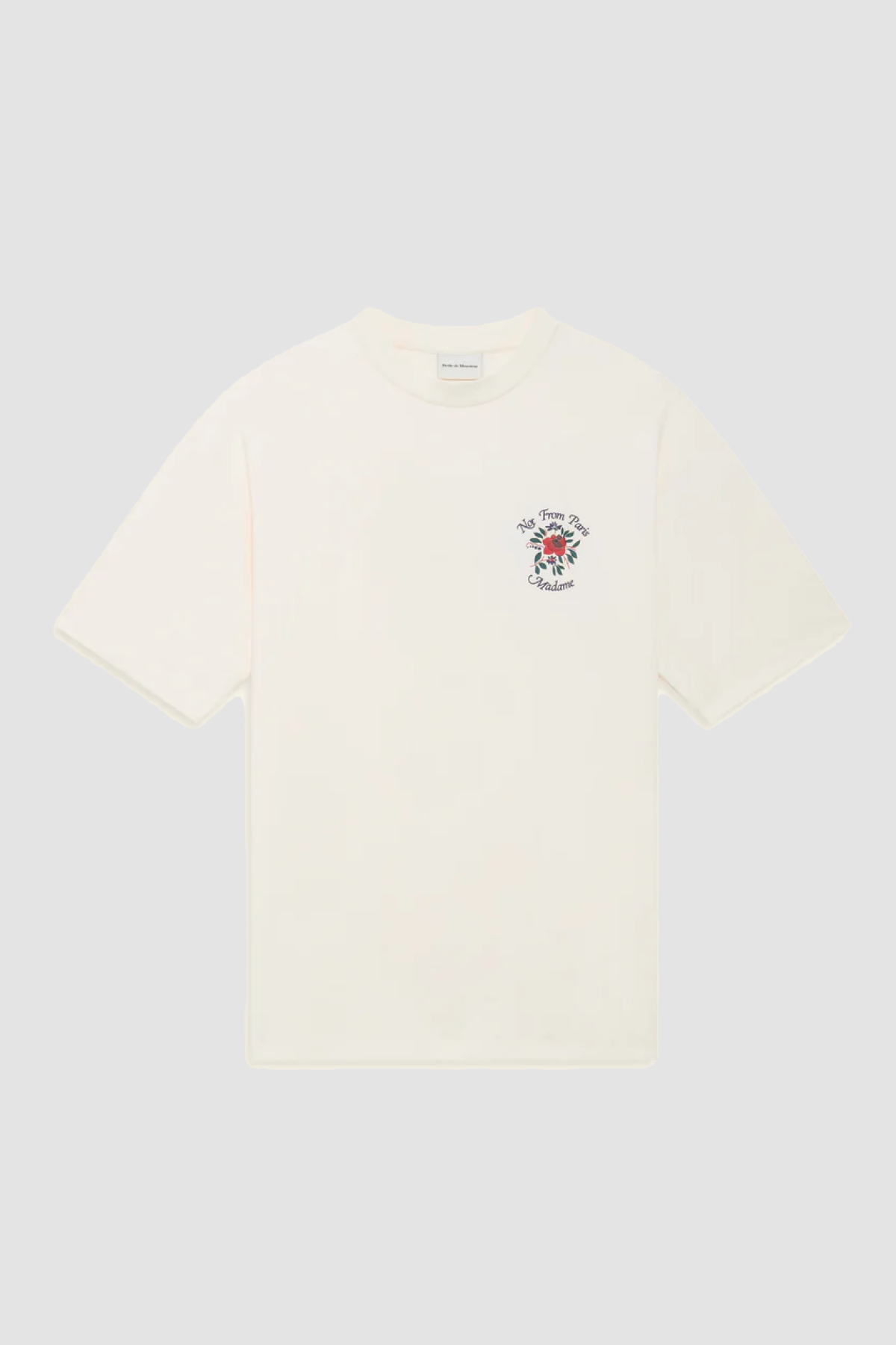 Drôle de Monsieur Slogan Fleurs Tee - Cream