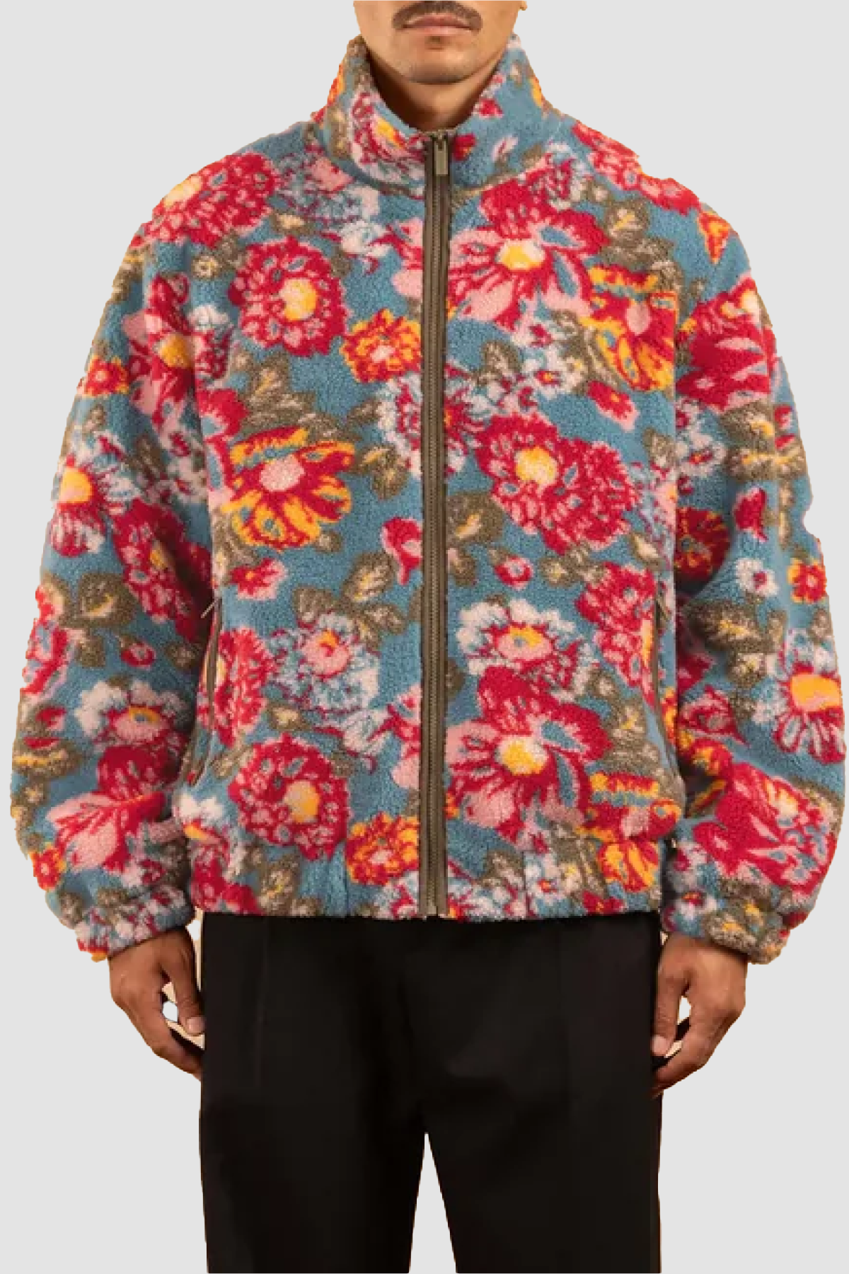 Drôle de Monsieur Polaire Peony Fleece Jacket - Blue