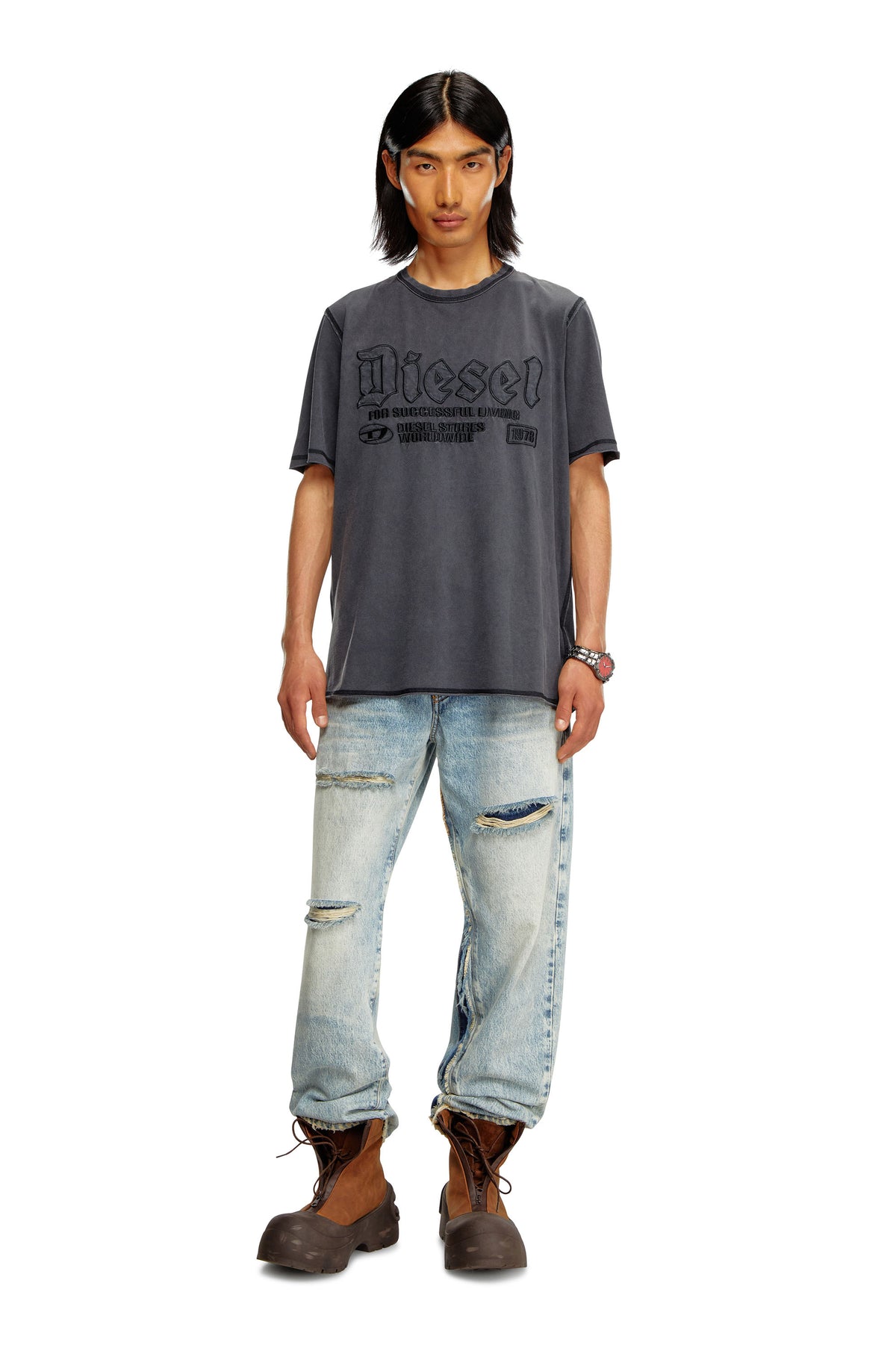 DIESEL T-Rawjust Tee - Faded Black