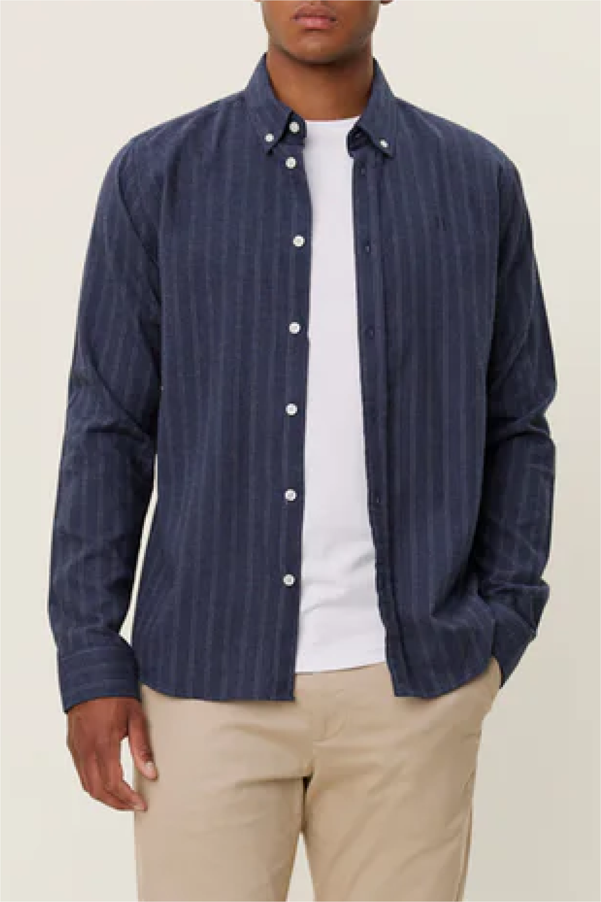 Les Deux Desert Reg Stripe Shirt - Dark Navy