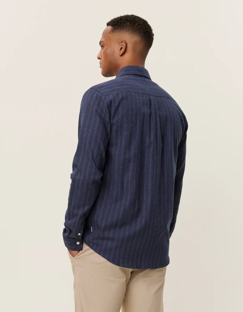 Les Deux Desert Reg Stripe Shirt - Dark Navy